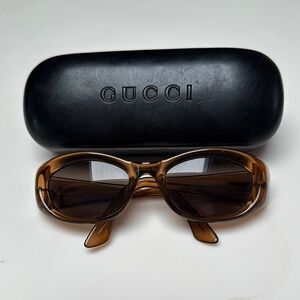 Gucci Tortoiseshell Prescription Sunglasses with Black Leather Case